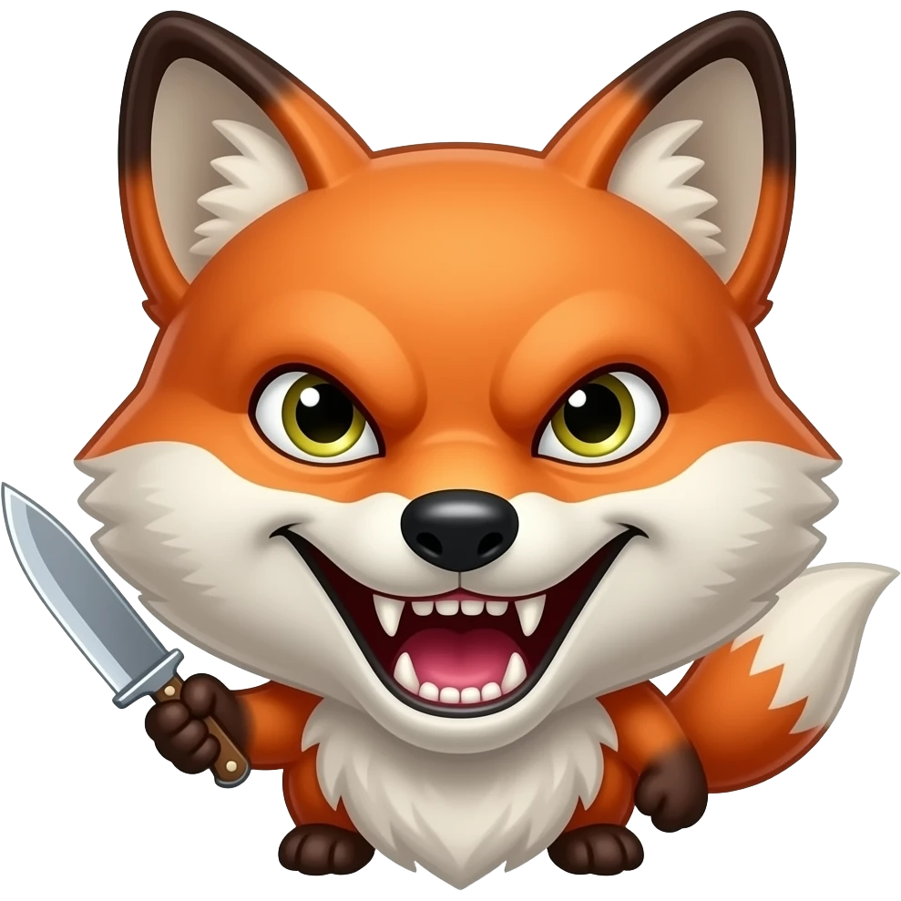 Scary anthro Fox holding knife opposite way emoji