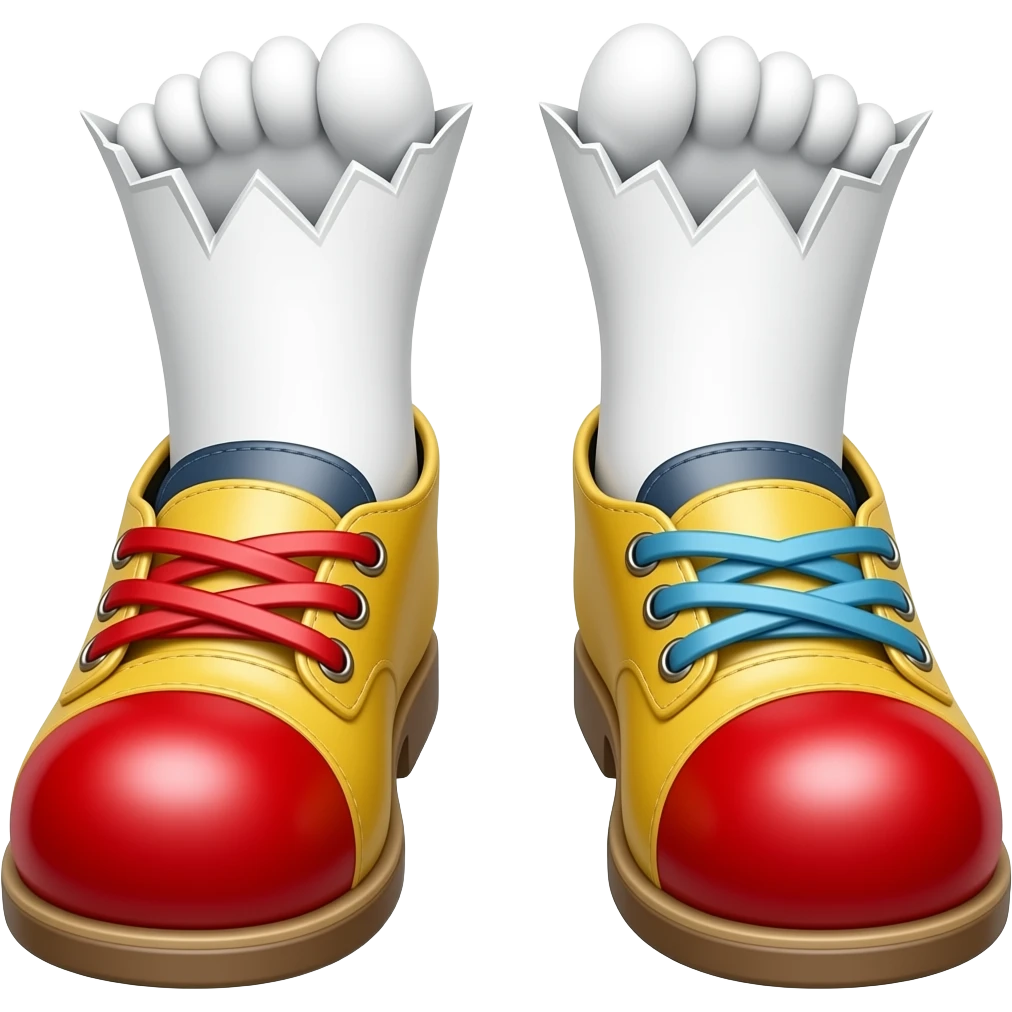 White feet with red toenails ripping Out of clown shoes emoji