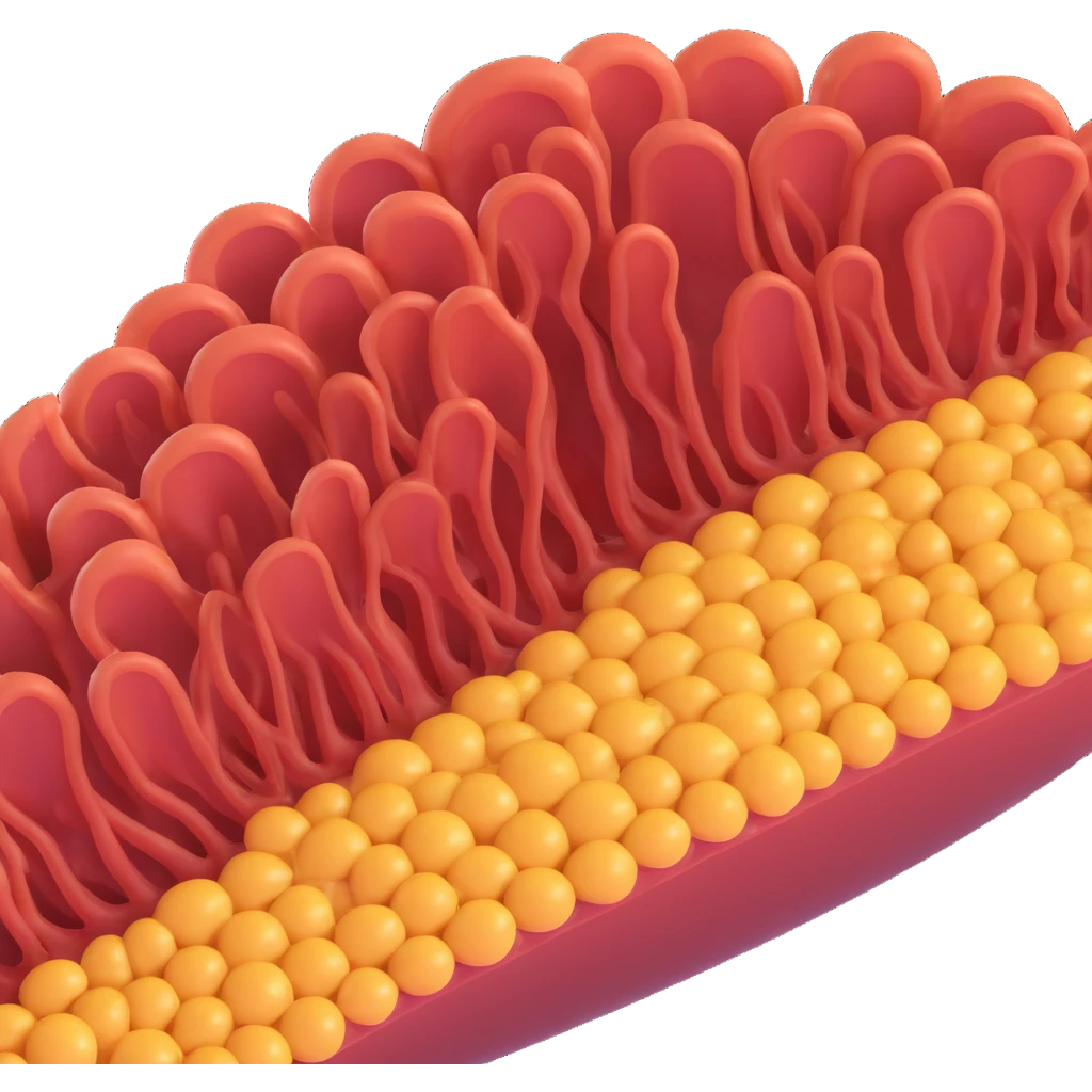 3D cross-section of a biomembrane showing double phospholipid bilayer with hydrophilic heads and hydrophobic tails, embedded proteins, cholesterol, carbohydrate chains, realistic depth and shading, educational style, scientific illustration emoji