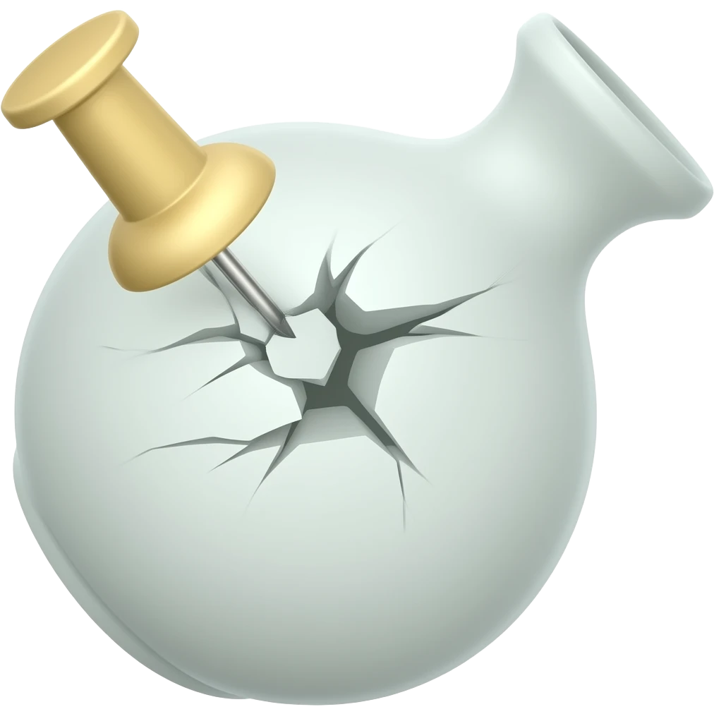 A thumbtack shattering a vase emoji