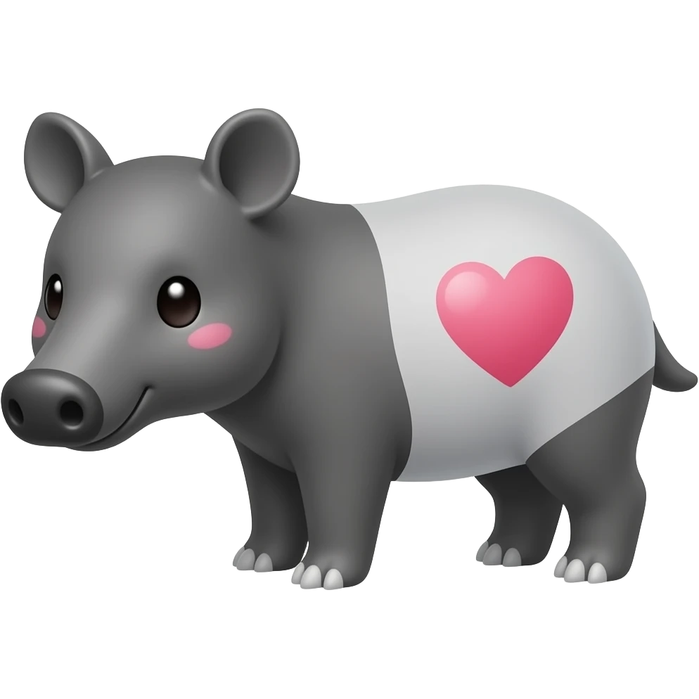 A cute tapir with a heart painted on it emoji