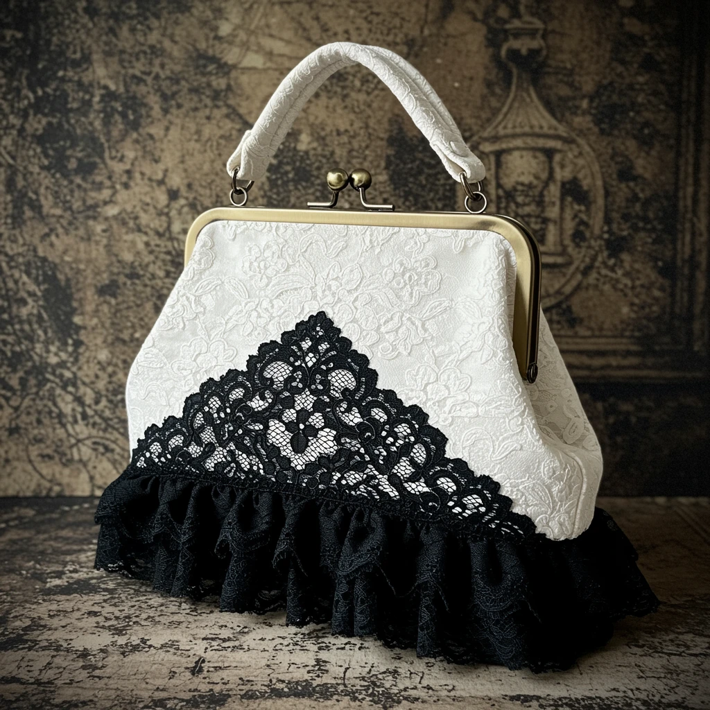 Back white gothic purse without background emoji