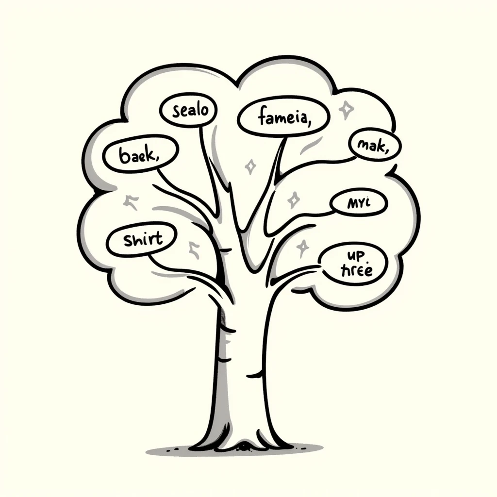 decision tree illustration with hand-drawn, sketchy lines and organic shapes emoji