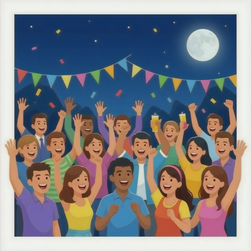 Party mit vielen Leuten wild feiernd emoji