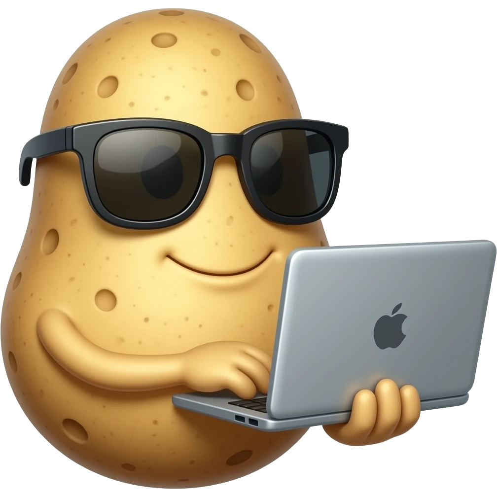 potato wearing sunglasses with laptop emoji