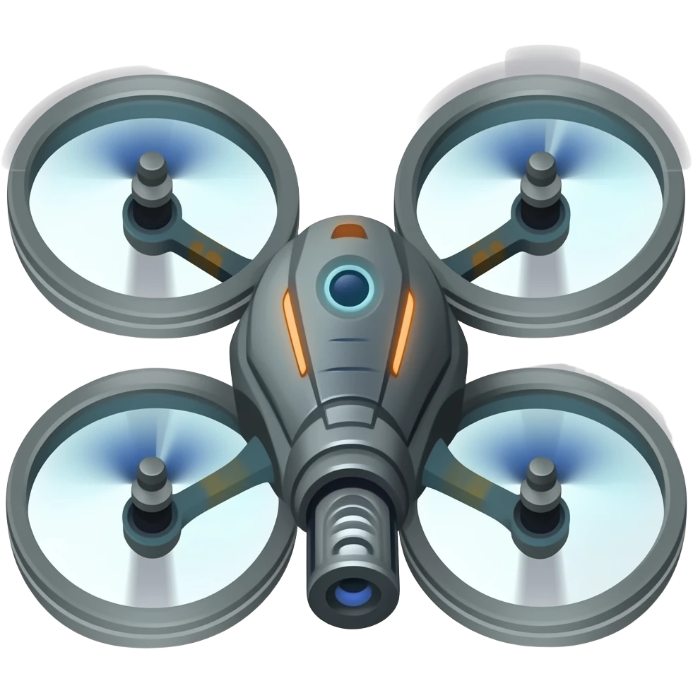 Sleak scifi hover drone with weapons emoji