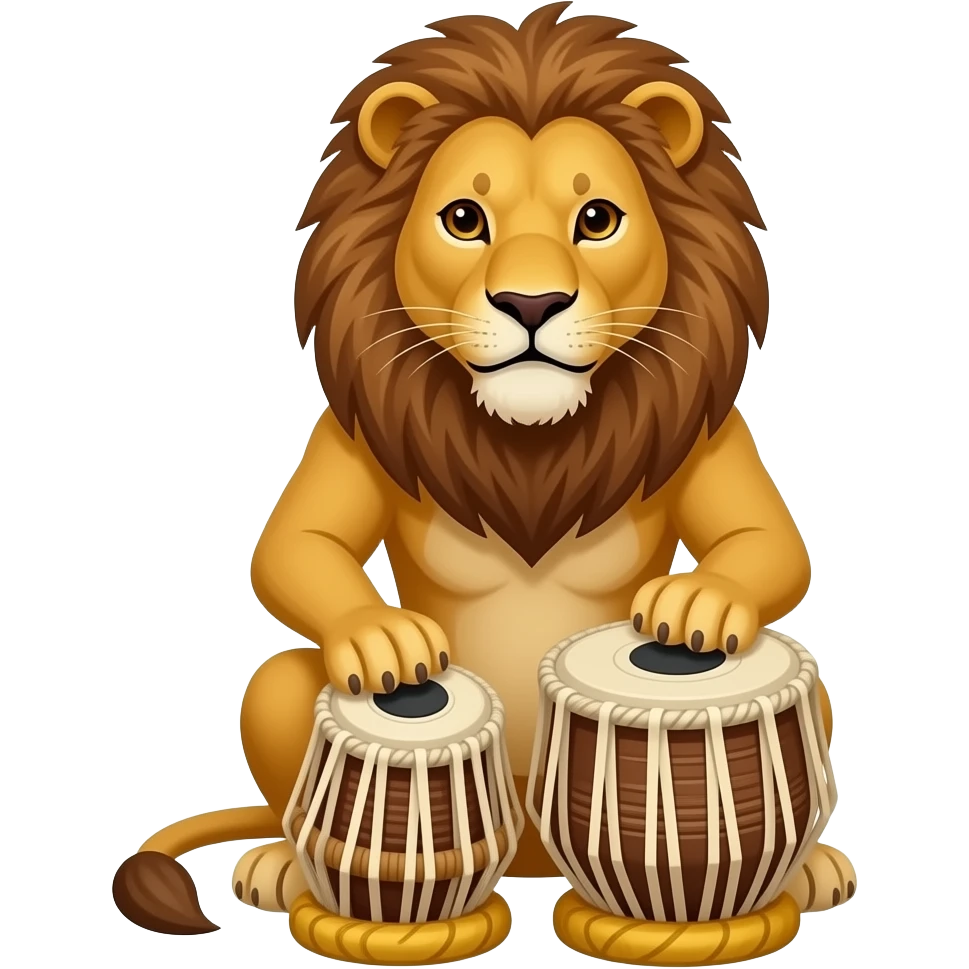 A lion playing indian tabla emoji