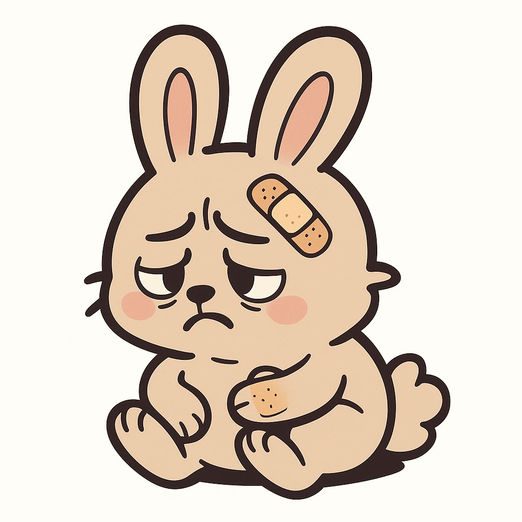 bunny with a bandage, minimalistic, white background emoji