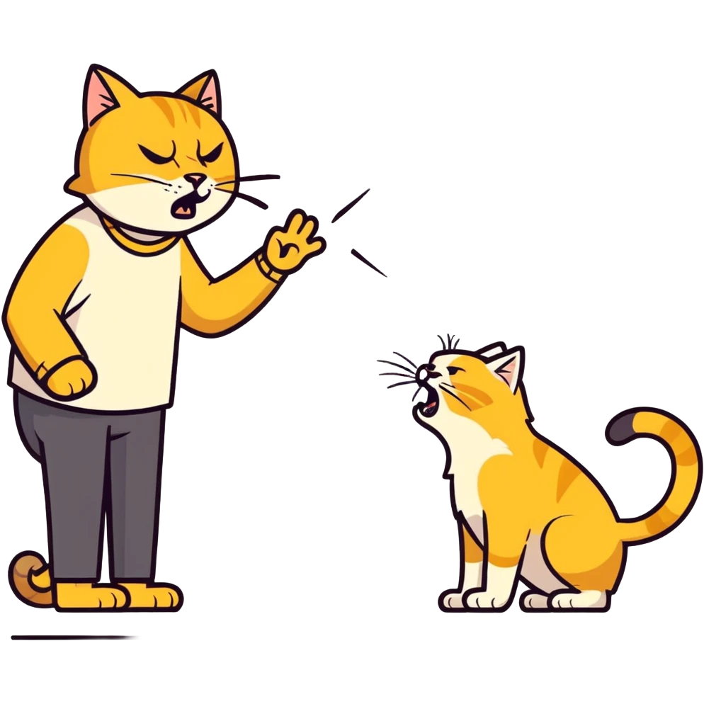 golden cat ￼ yelling at old blind man ￼ emoji