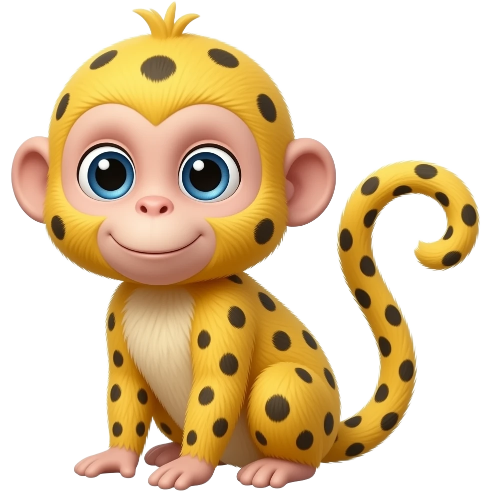 Génère moi l’emoji de ibi du film marsupilami, c’est un petit singe jaune avec de petites tache noir, il est très mignon à de grand yeux et une longue queue emoji