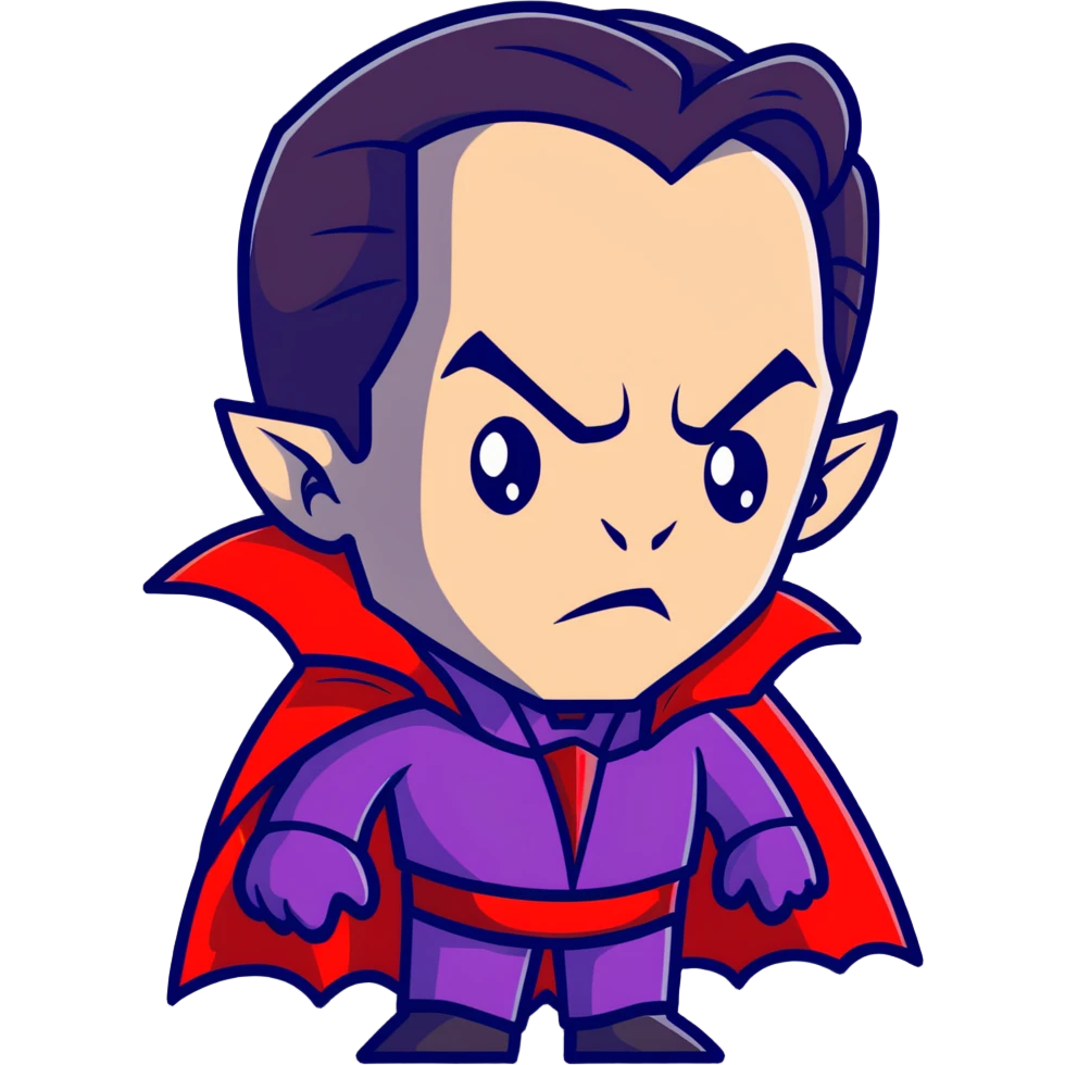 Dracula with slicked back hair and vampire cape emoji