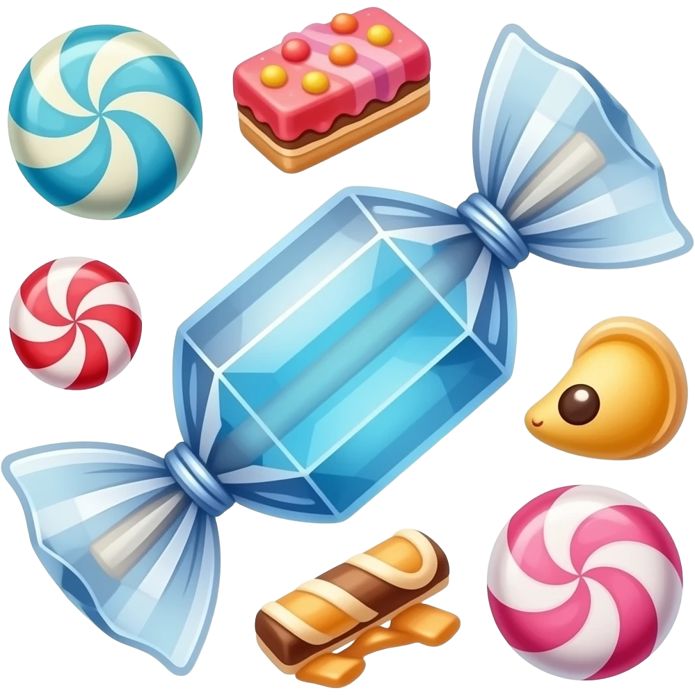 Crystal candy untapped on sweets emoji