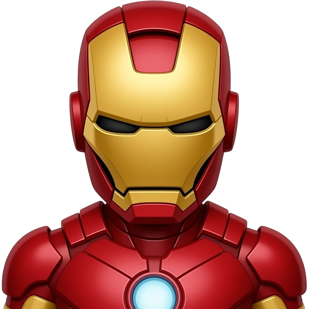 iorn man in fully red iron man suit with black  eyes emoji