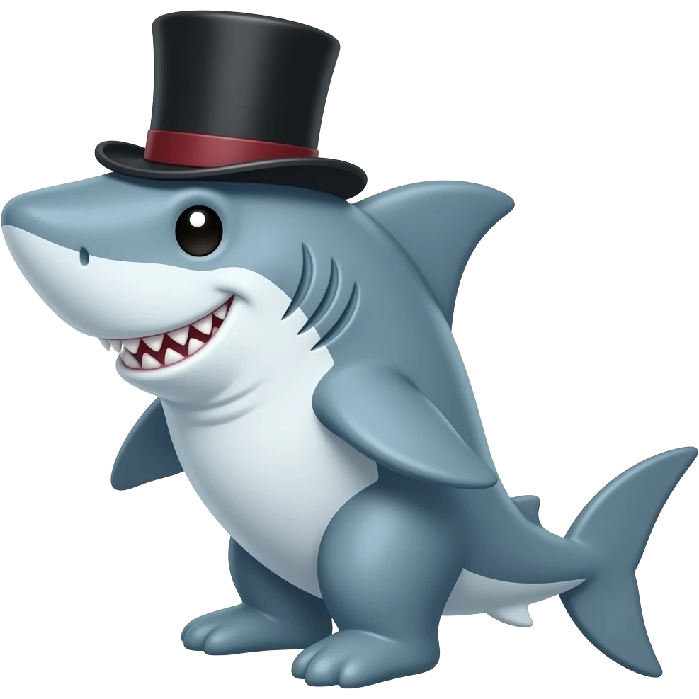 Shark with a top hat emoji
