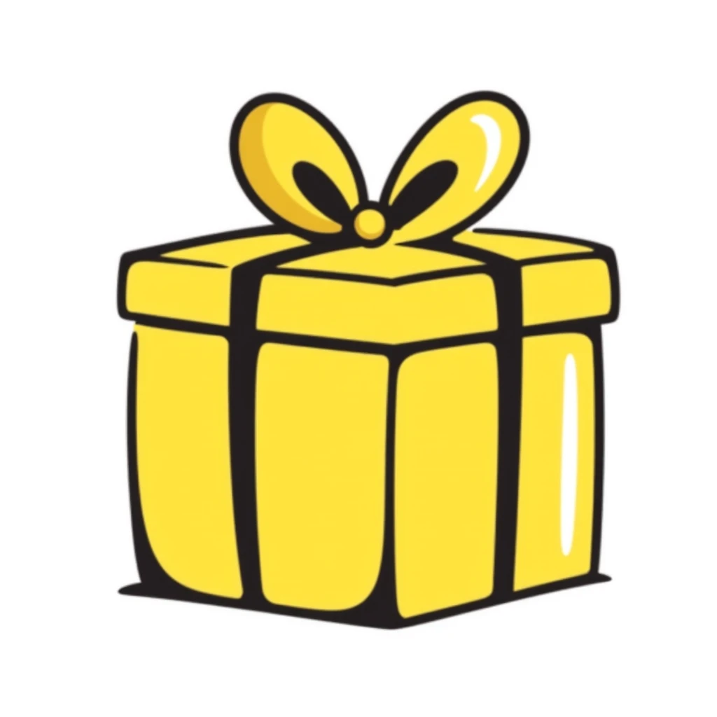 yellow giftbox, black doodle style emoji