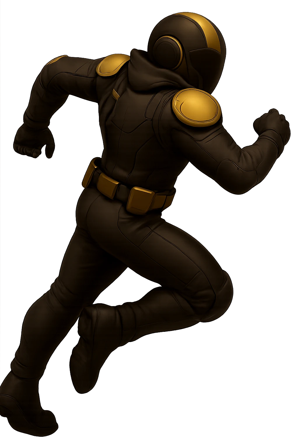 Edit the armored soldier image to show the soldier from the rear, turning to run. Match the original style and colors exactly, with a transparent background. emoji
