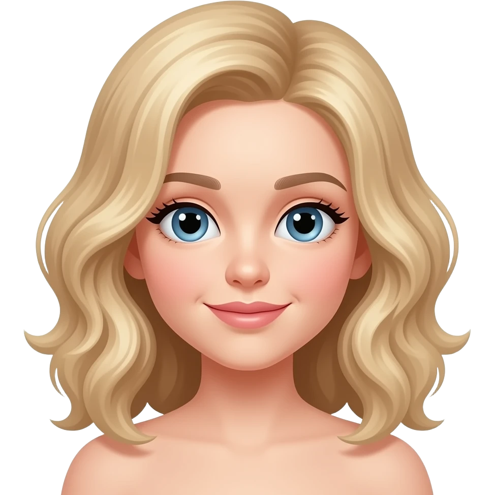 Fille blanche avec les cheveux blonds un peu bouclé et un peu ondulé emoji