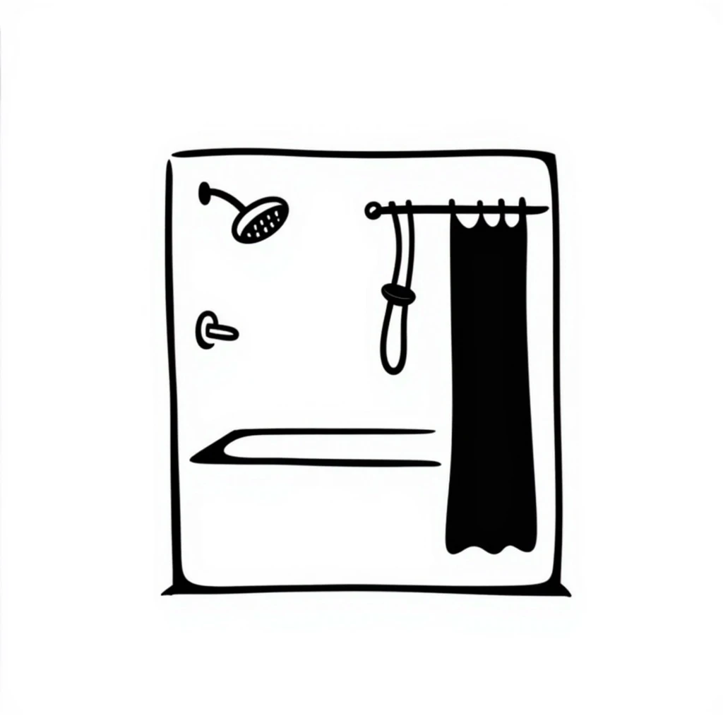 shower with a courtain only shower without a person emoji