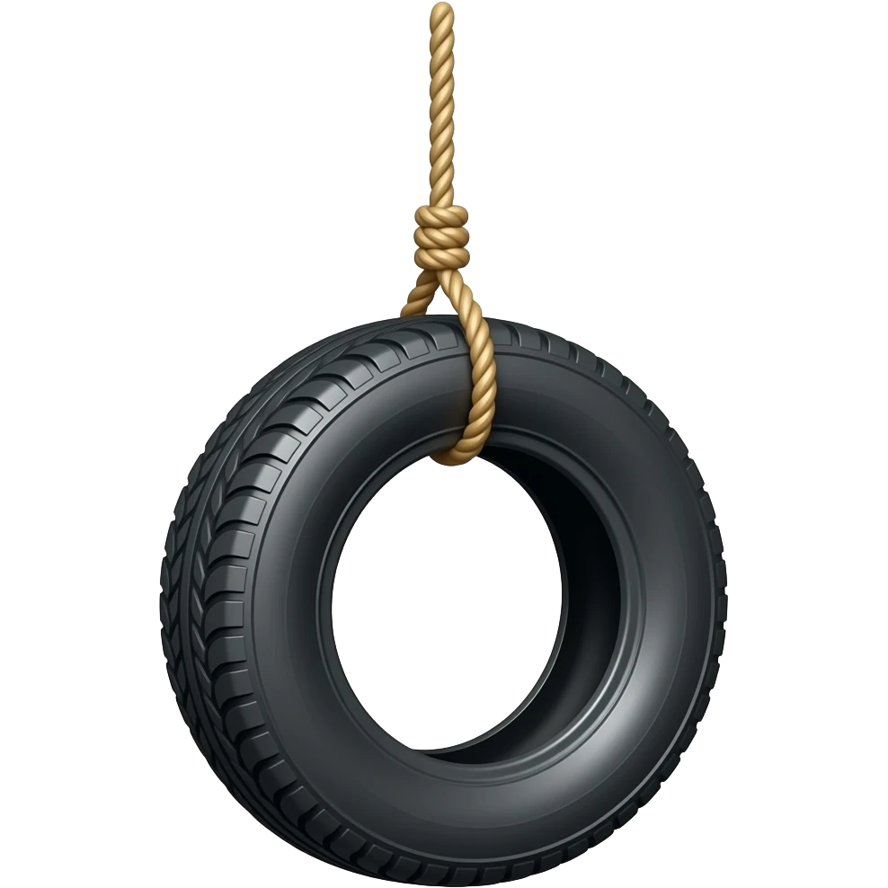 hanging tyre swing with rope emoji