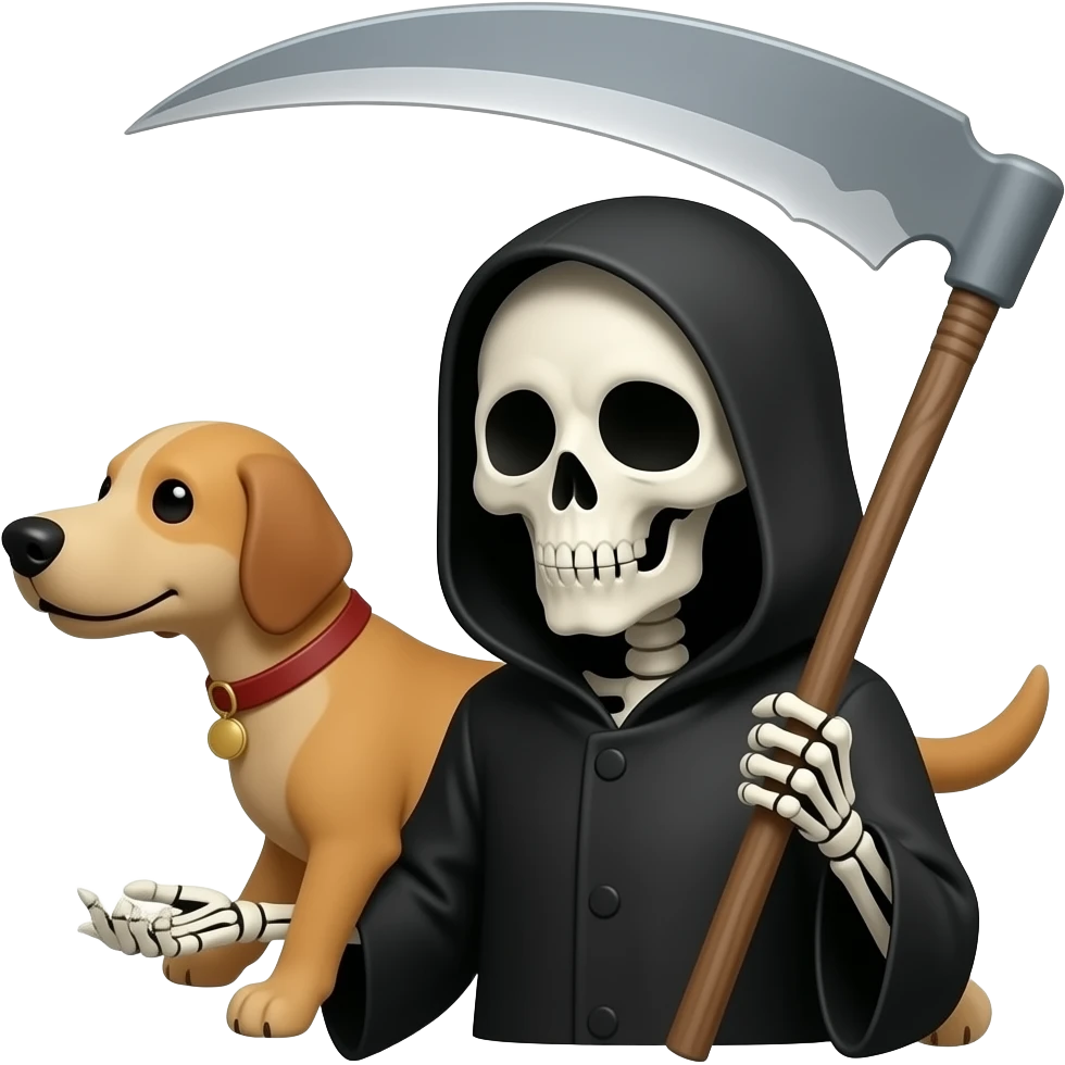 смерть с косой в виде собаки emoji
