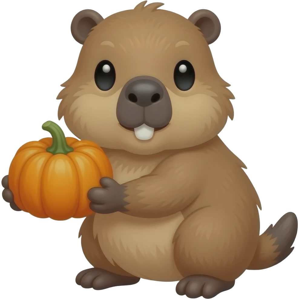 cute capybara holding pumpkin emoji