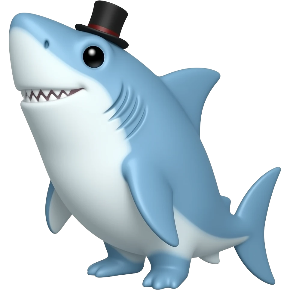 Shark with a top hat emoji