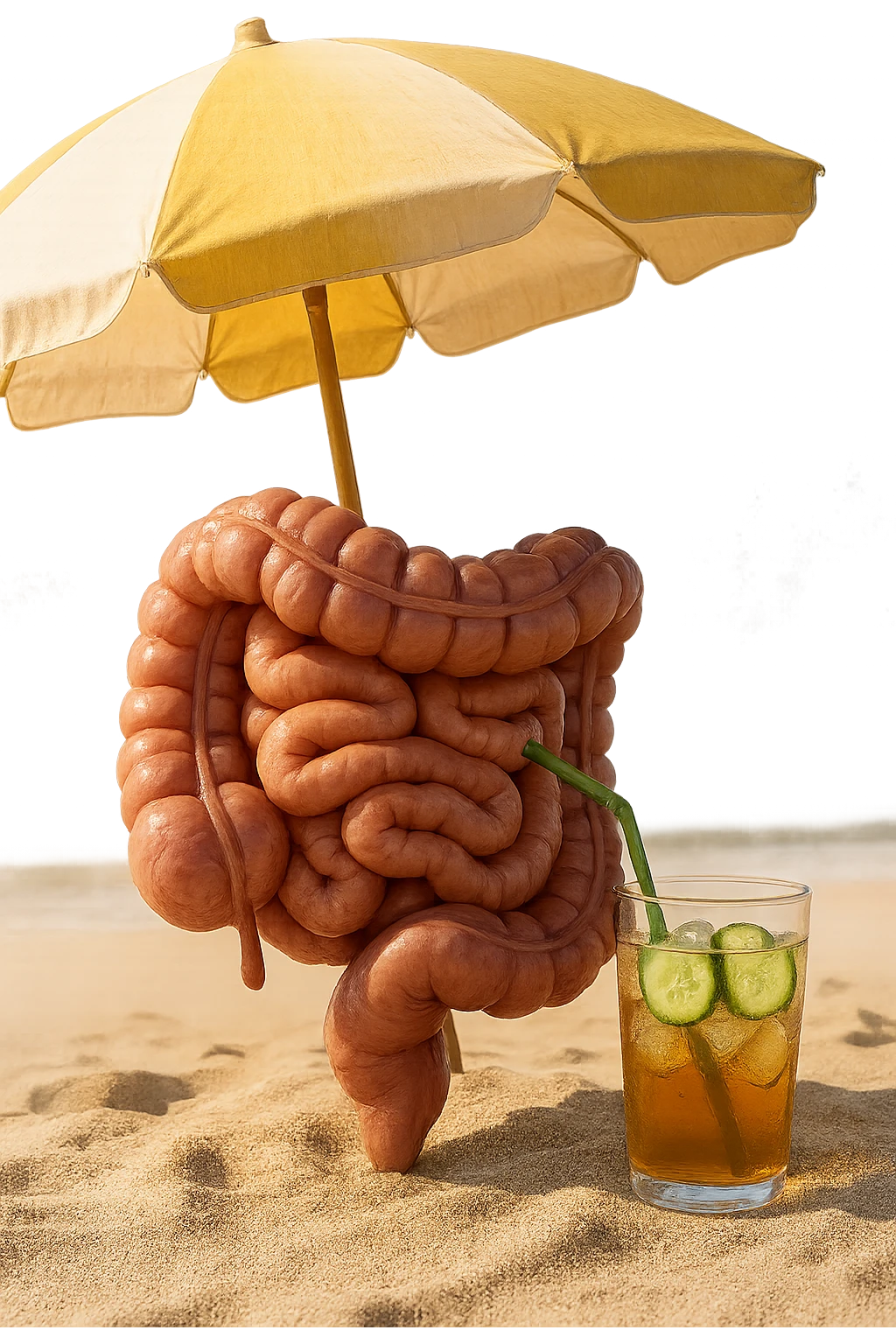 INTESTINO SEDUTO IN SPIAGGIA SOTTO L'OMBRELLONE MENTRE BEVE THè FREDDO CON CETRIOLO
IPERREALISTICO 4K emoji