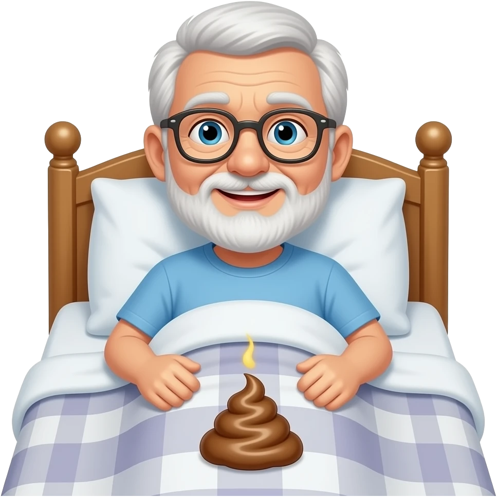 A 67 that has blankets on their bed with poop and fart emoji