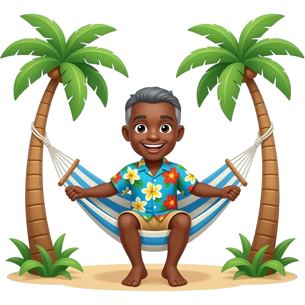 Black man with gray gain in a fun image hammock emoji