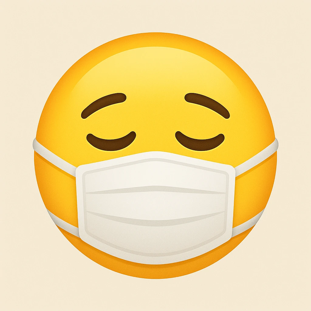 yellow face with medical mask emoji