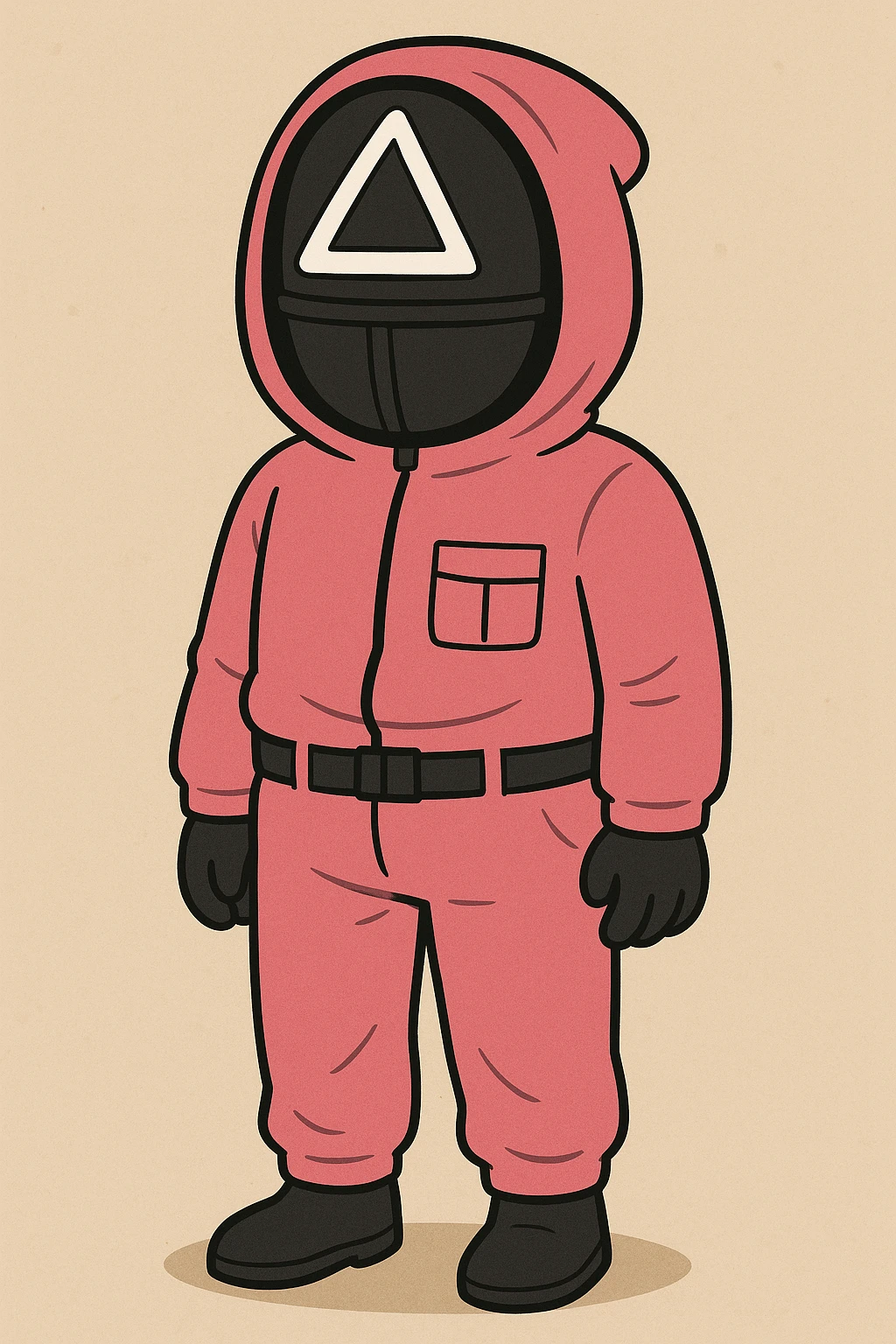 cartoon style squid game guard with pink jumpsuit emoji