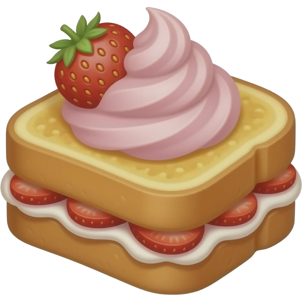 French toast with strawberries and pink whipped cream emoji