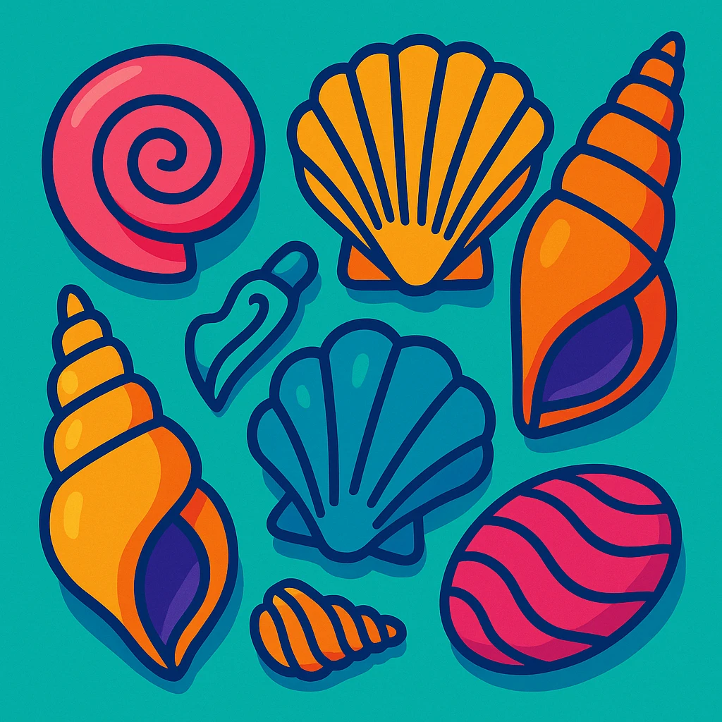 shells in vibrant toon style emoji