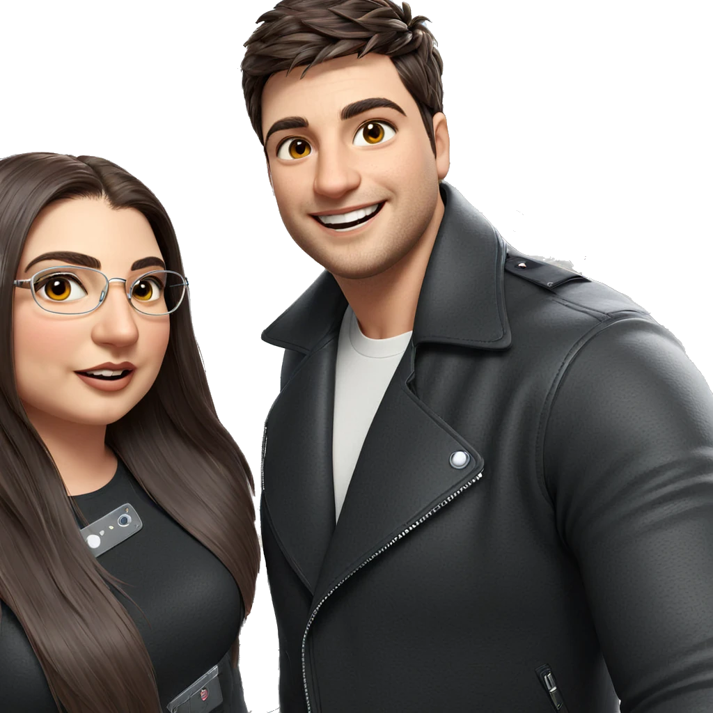 smiling couple by the car emoji