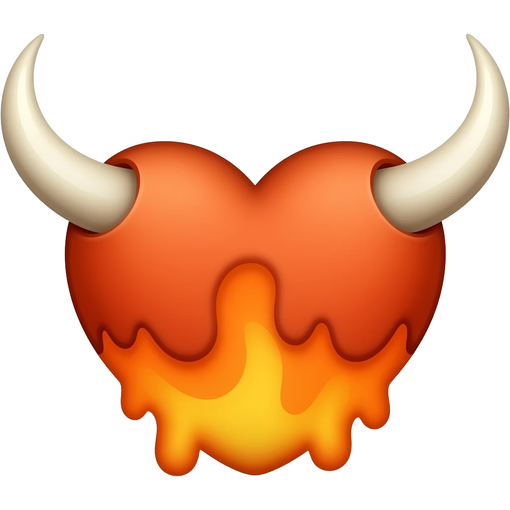 Burnt orange heart with longhorns coming out of the top emoji