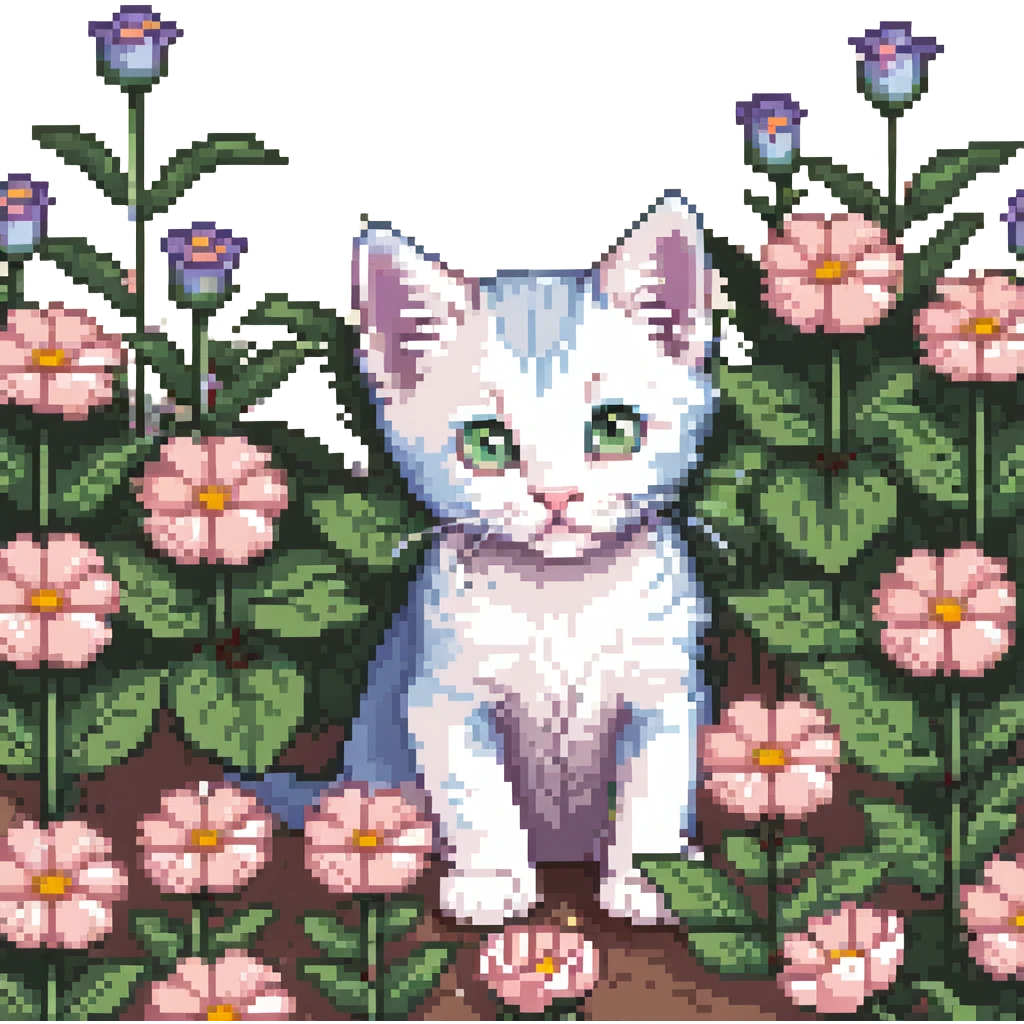 Kitten smells flowers emoji