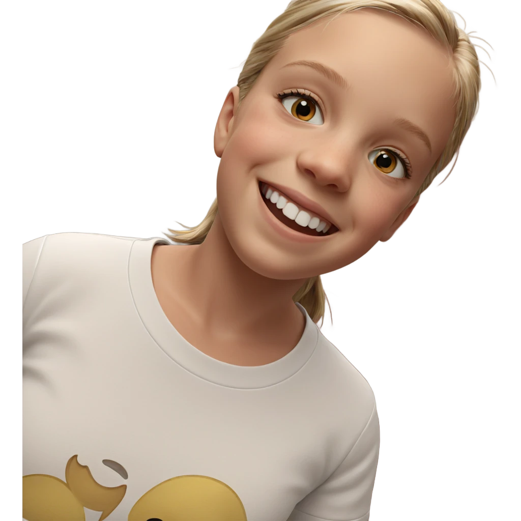 smiling girl in white shirt emoji