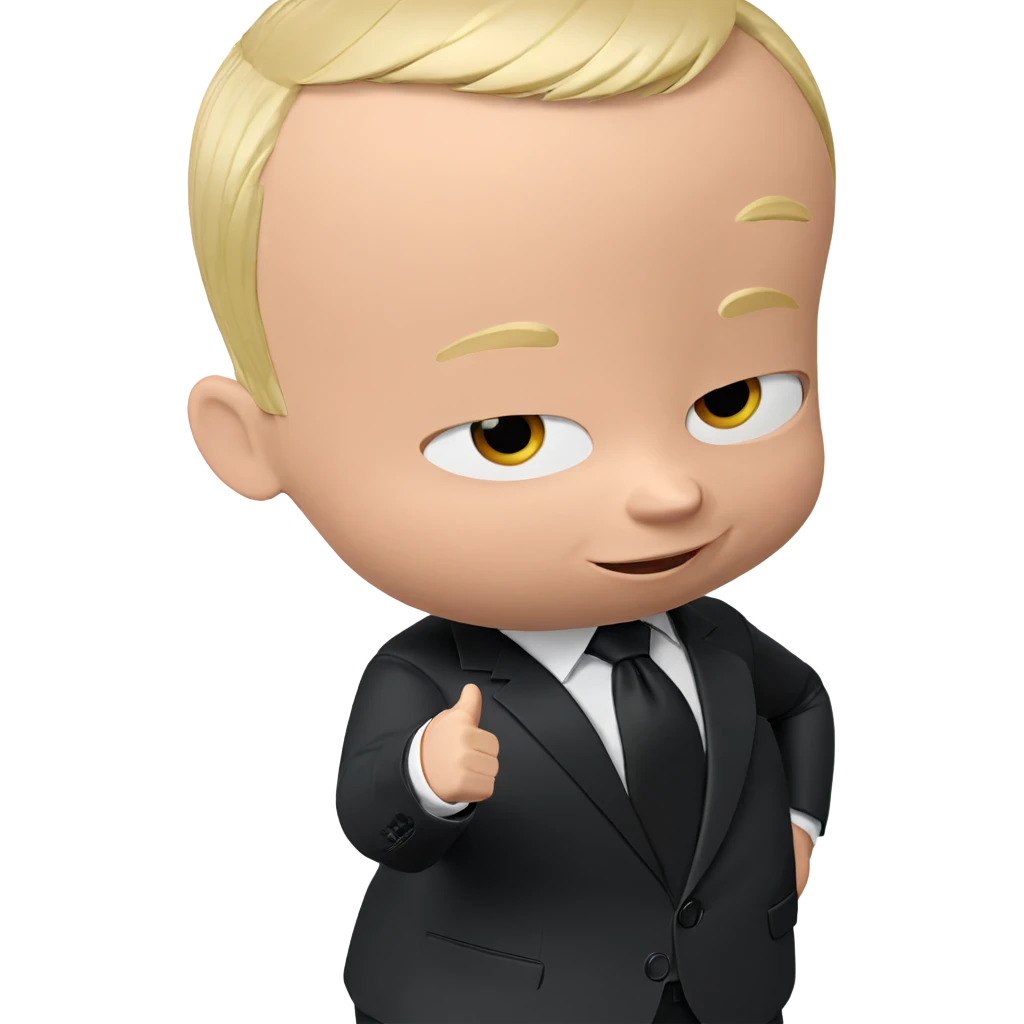 blonde boy in suit giving thumbs up emoji
