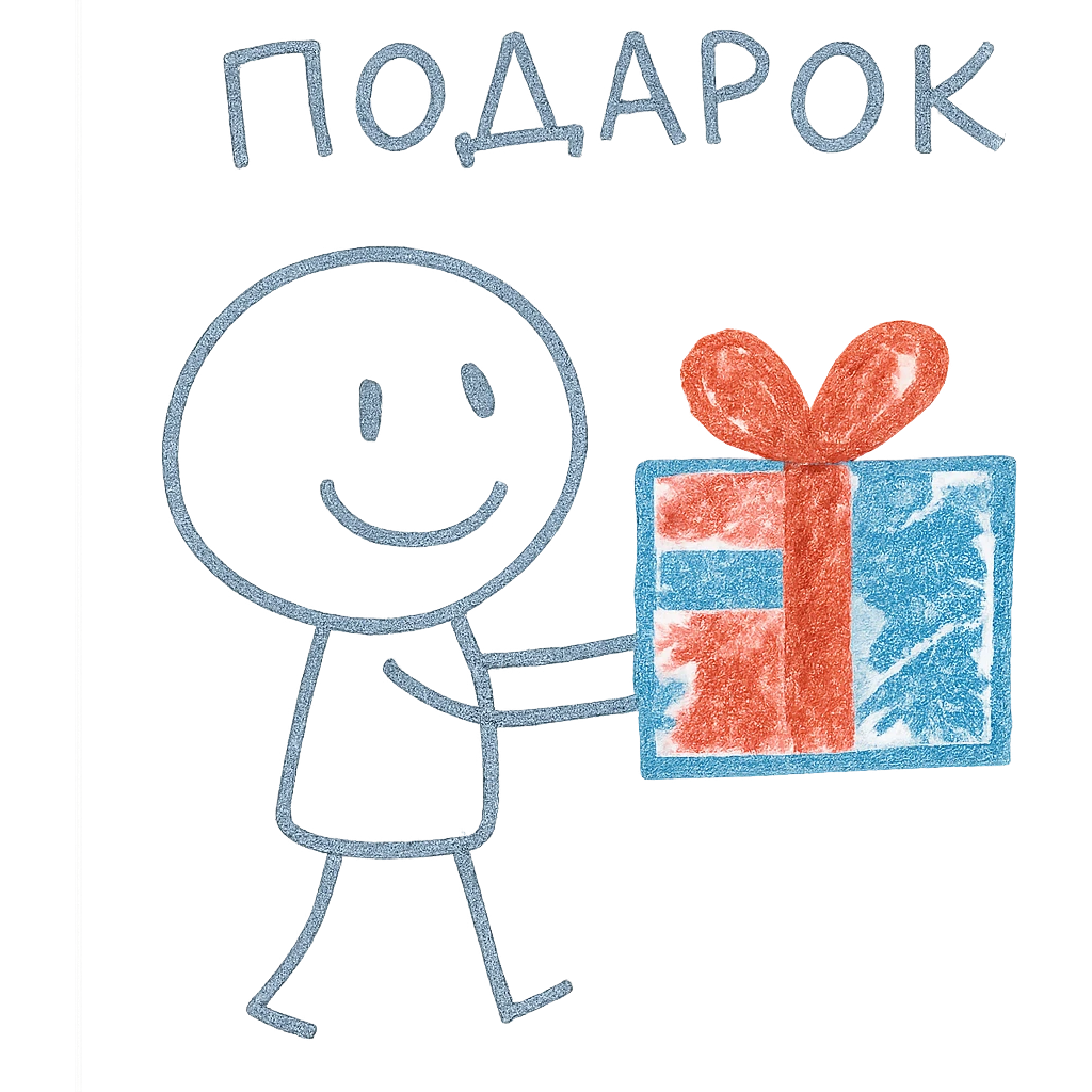 Подарок. Минималистичный линейный рисунок  emoji