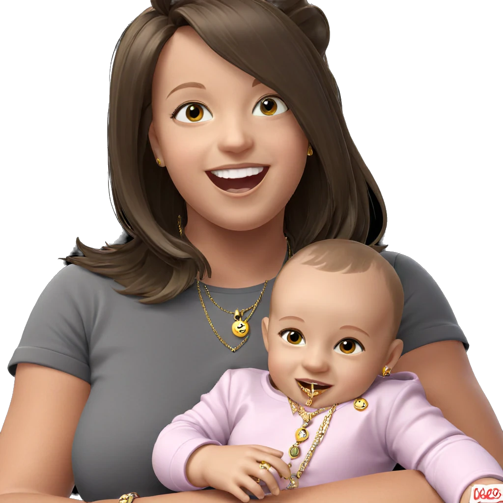 smiling baby girl with jewelry emoji