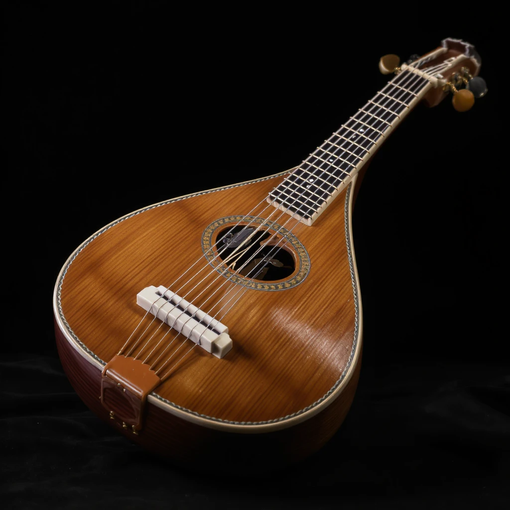 a sitar, realistic style, detailed strings, wood texture emoji