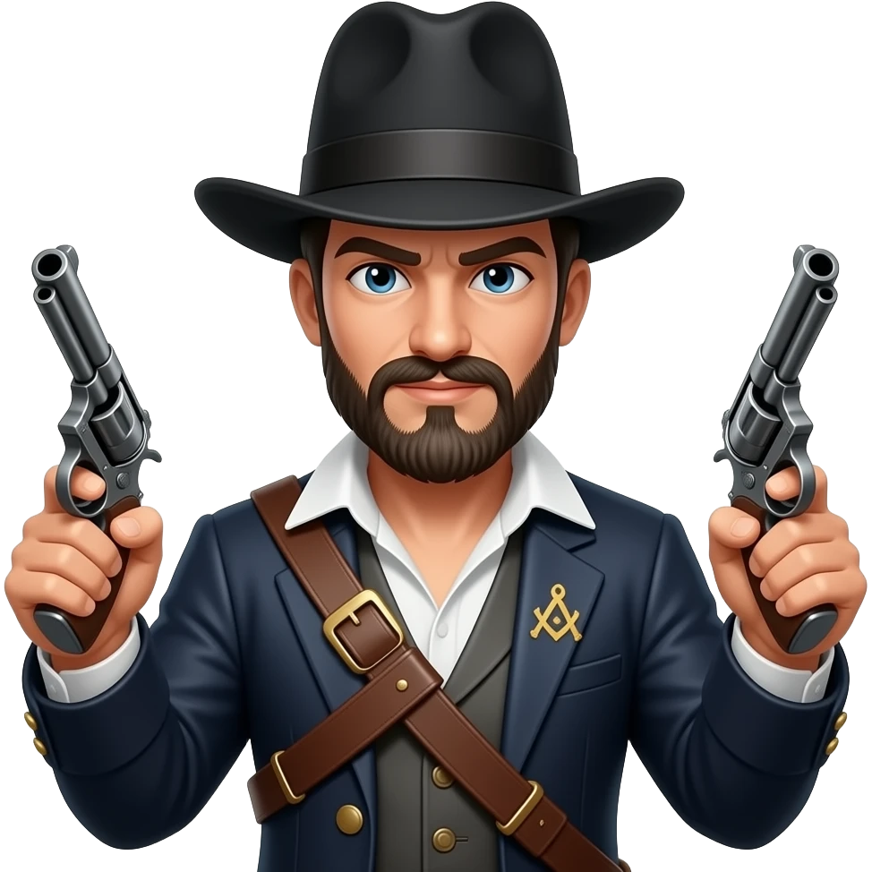 Freemason dressed as a highway man With two pistols Freemason emoji
