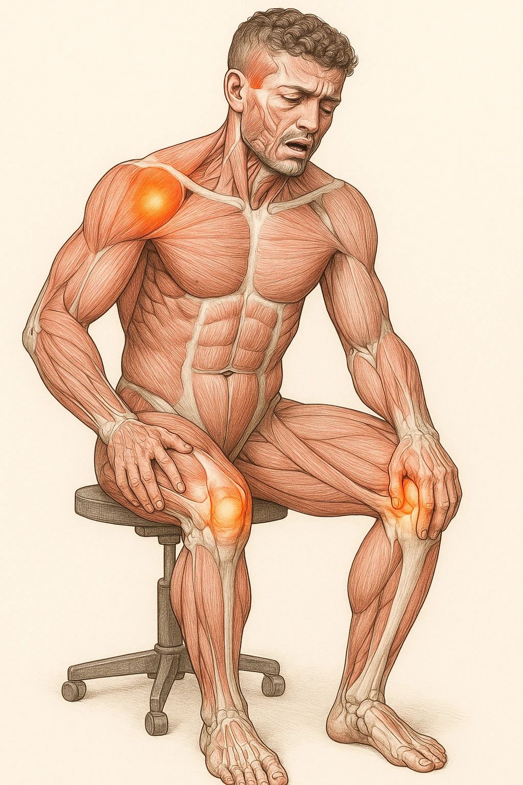 Uomo con dolore per infortunio vista anatomica emoji