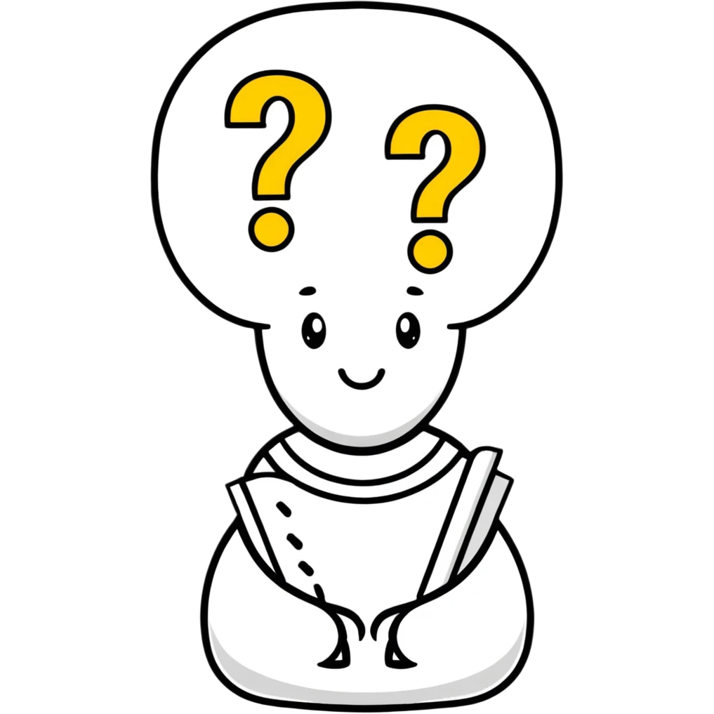 cute thinking character with question marks emoji