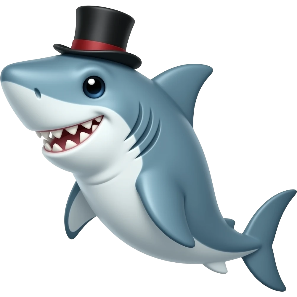 Shark with a top hat emoji