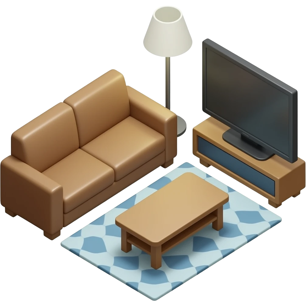 كنبة مع طاولة و تلفاز emoji