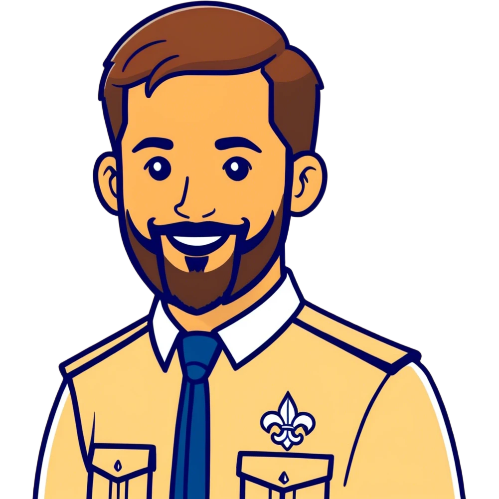Scout leader uk diverse with beard emoji