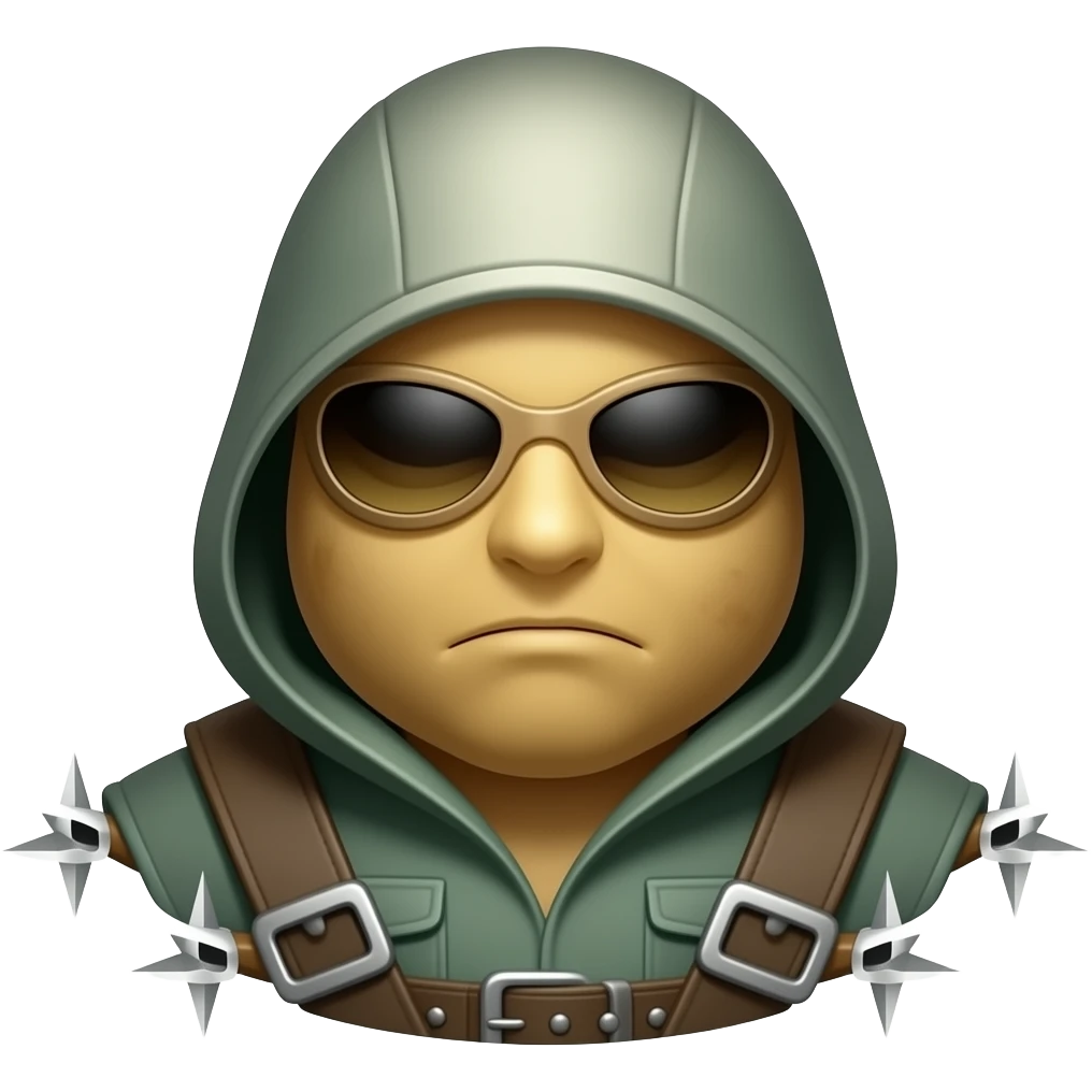 A potato asassin character with a throwing stars emoji