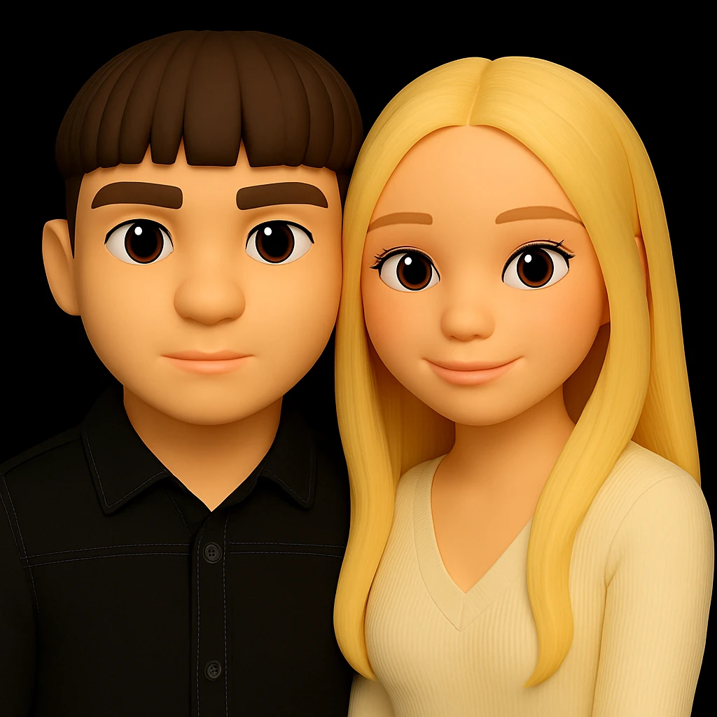 Rotate the girl slightly more forward so she is looking straight ahead, preserving the 3d-emoji style look and feel, keep everything else unchanged. emoji
