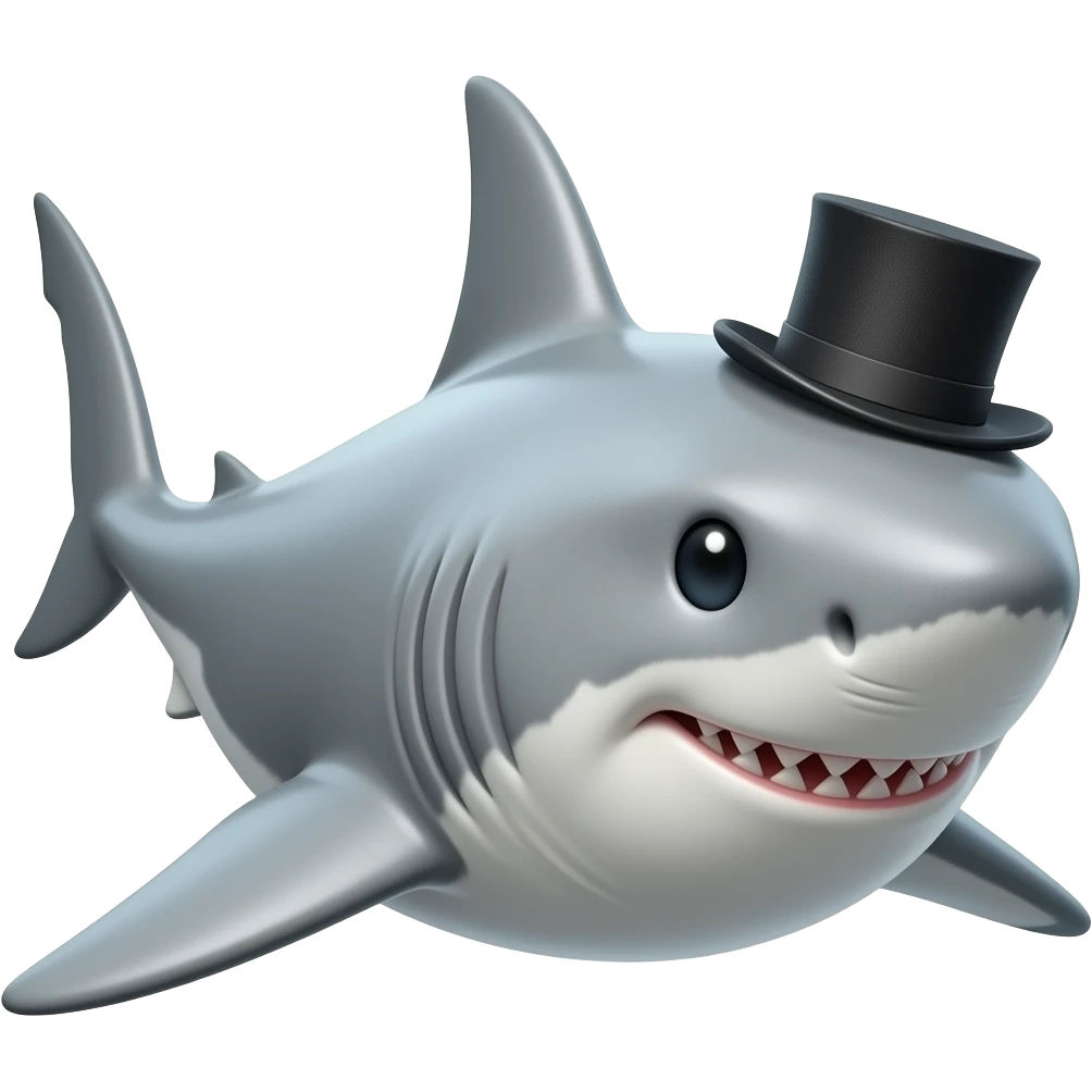 Shark with a top hat emoji